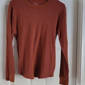 Rust Long Sleeve Ribbed Top